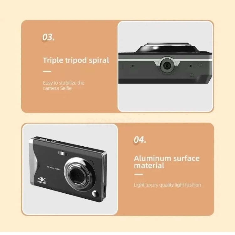 4K HD 3.0-Inch IPS Screen Autofocus HD Digital Camera, Black, White 4K HD 3.0-Inch IPS Screen Autofocus HD Digital Camera, Black, White